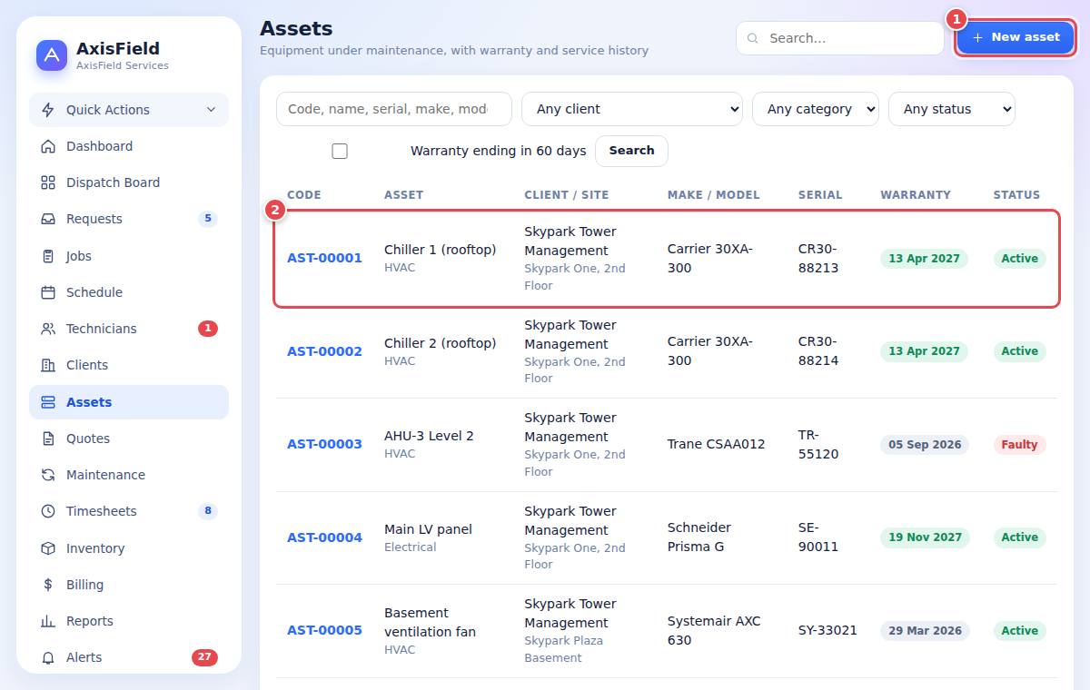 Asset register