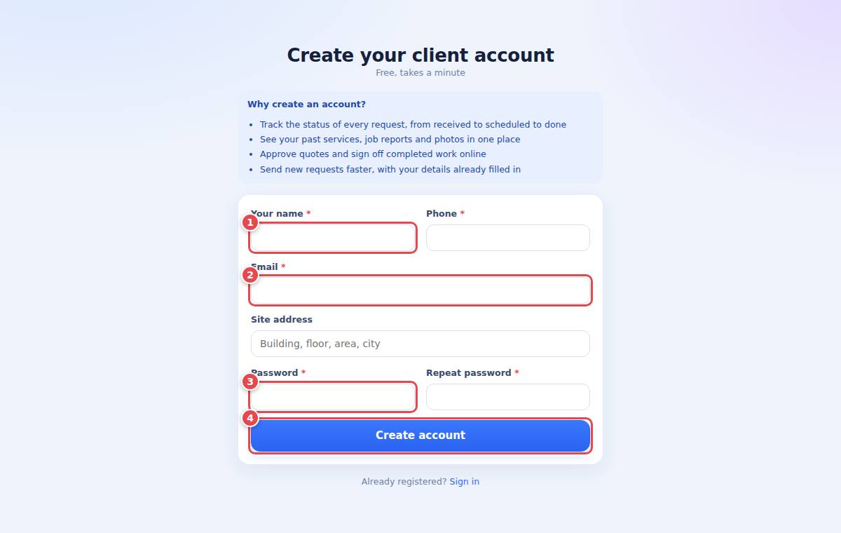 Client registration