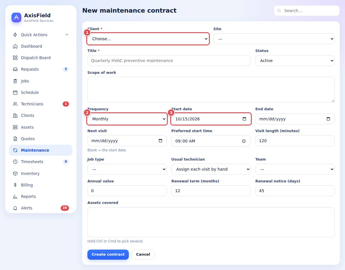 Contract form