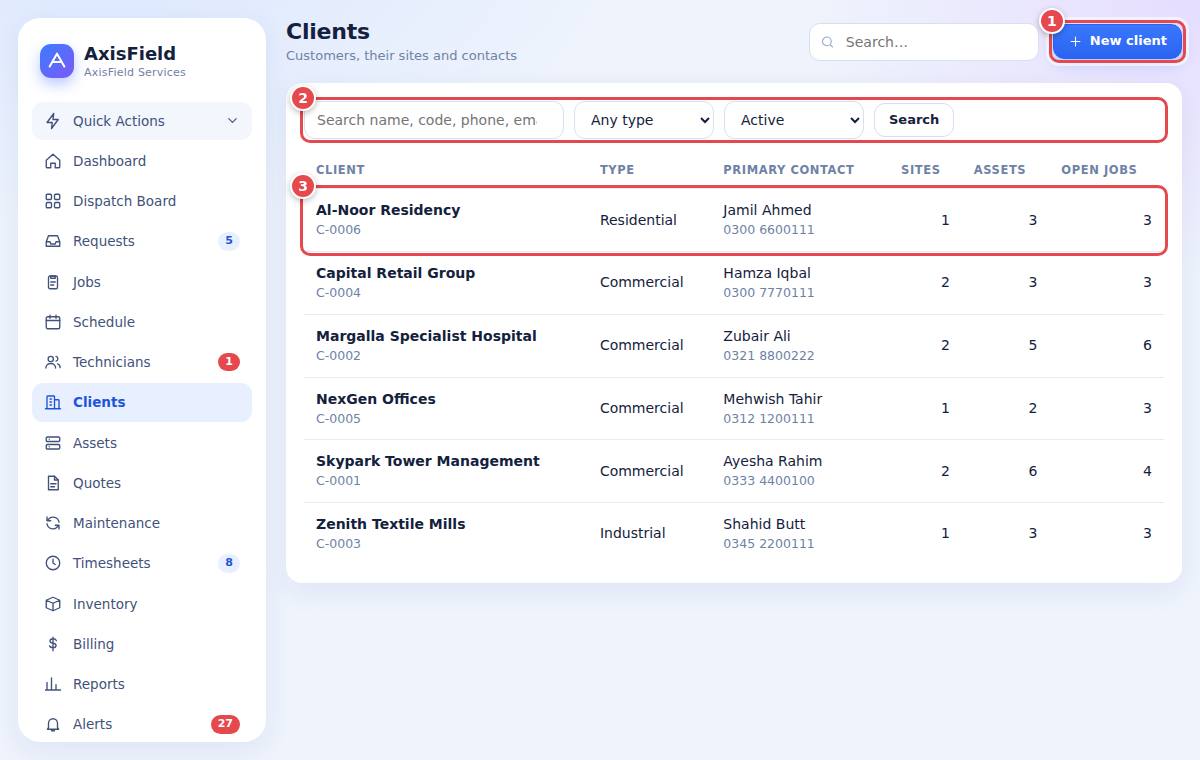 Client list