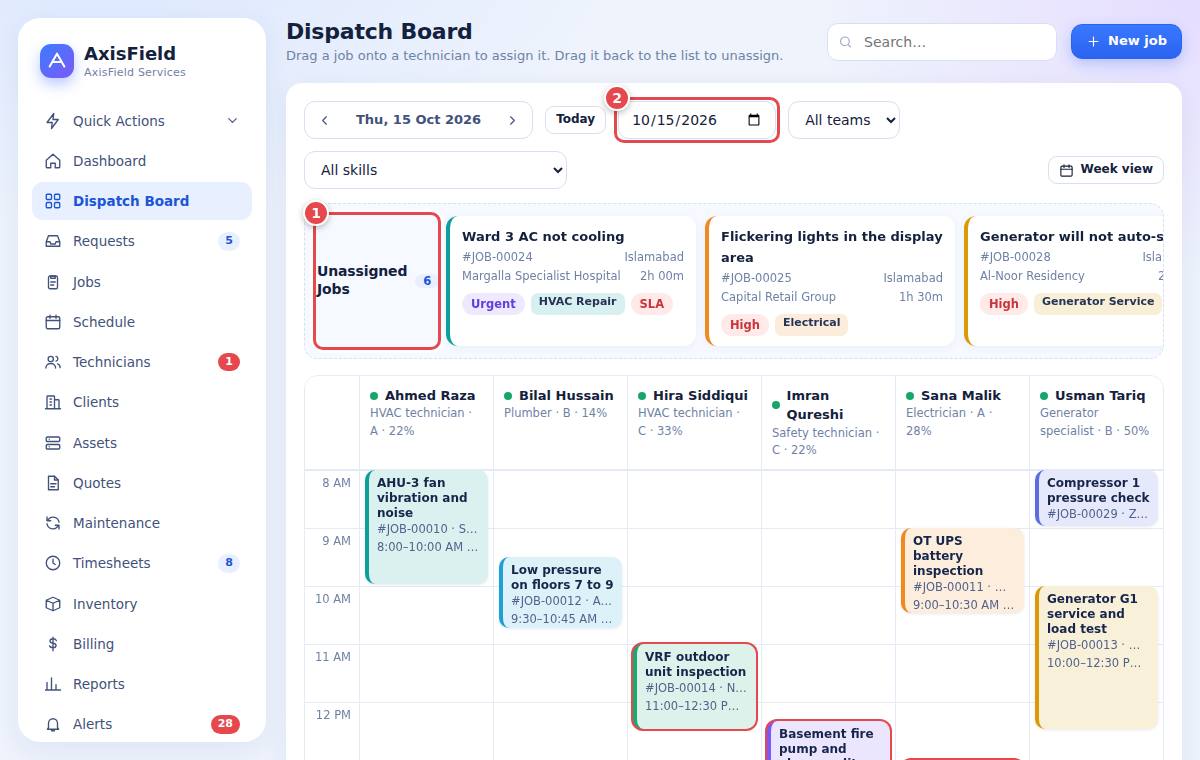 The dispatch board