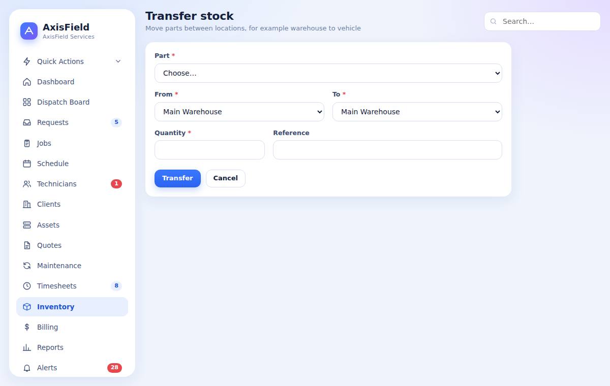 Transfer stock