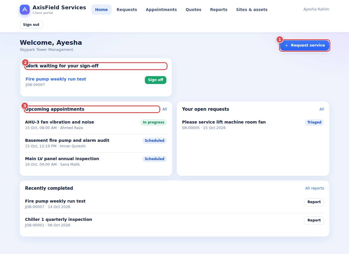 Client portal home