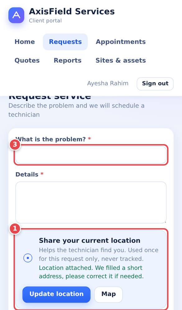 Request service (phone)