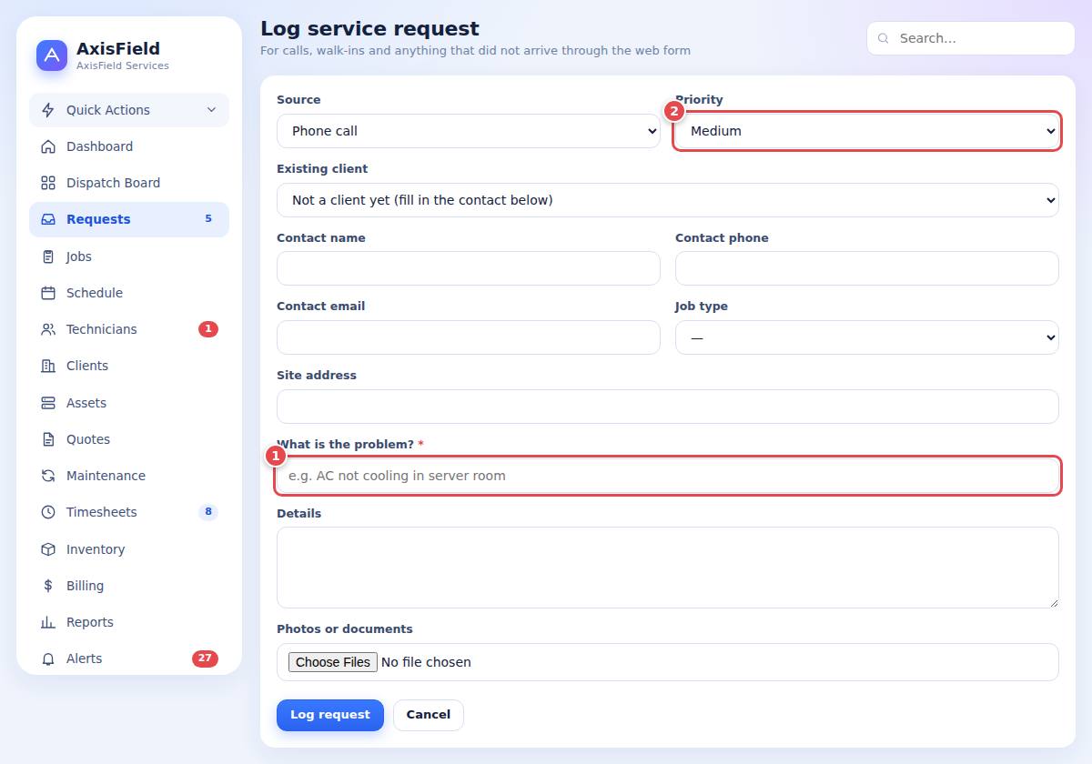 Logging a request