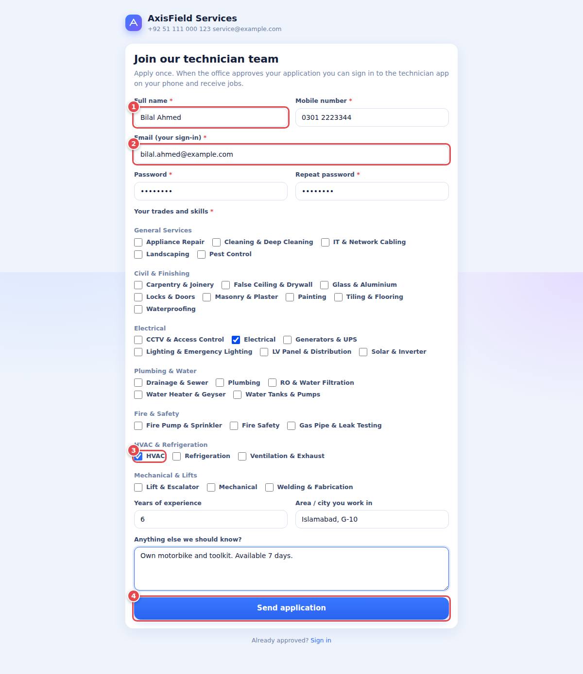 The join form (technician)
