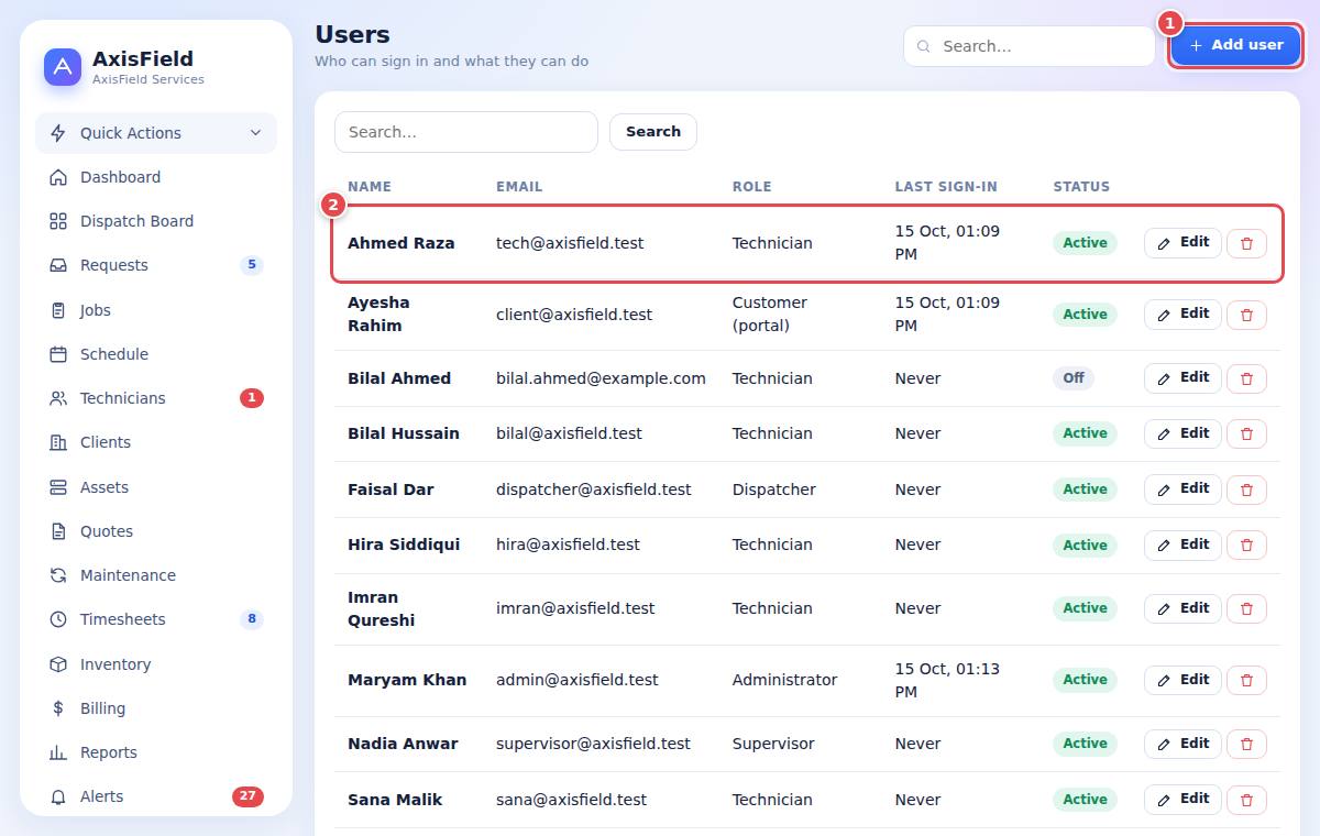 User list
