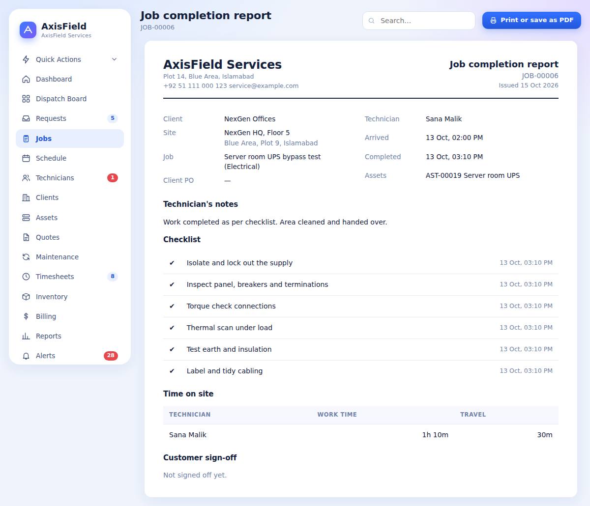 The completion report