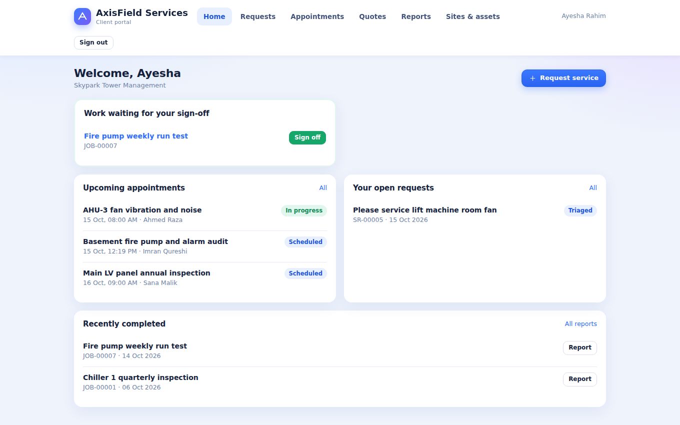 Client portal screen
